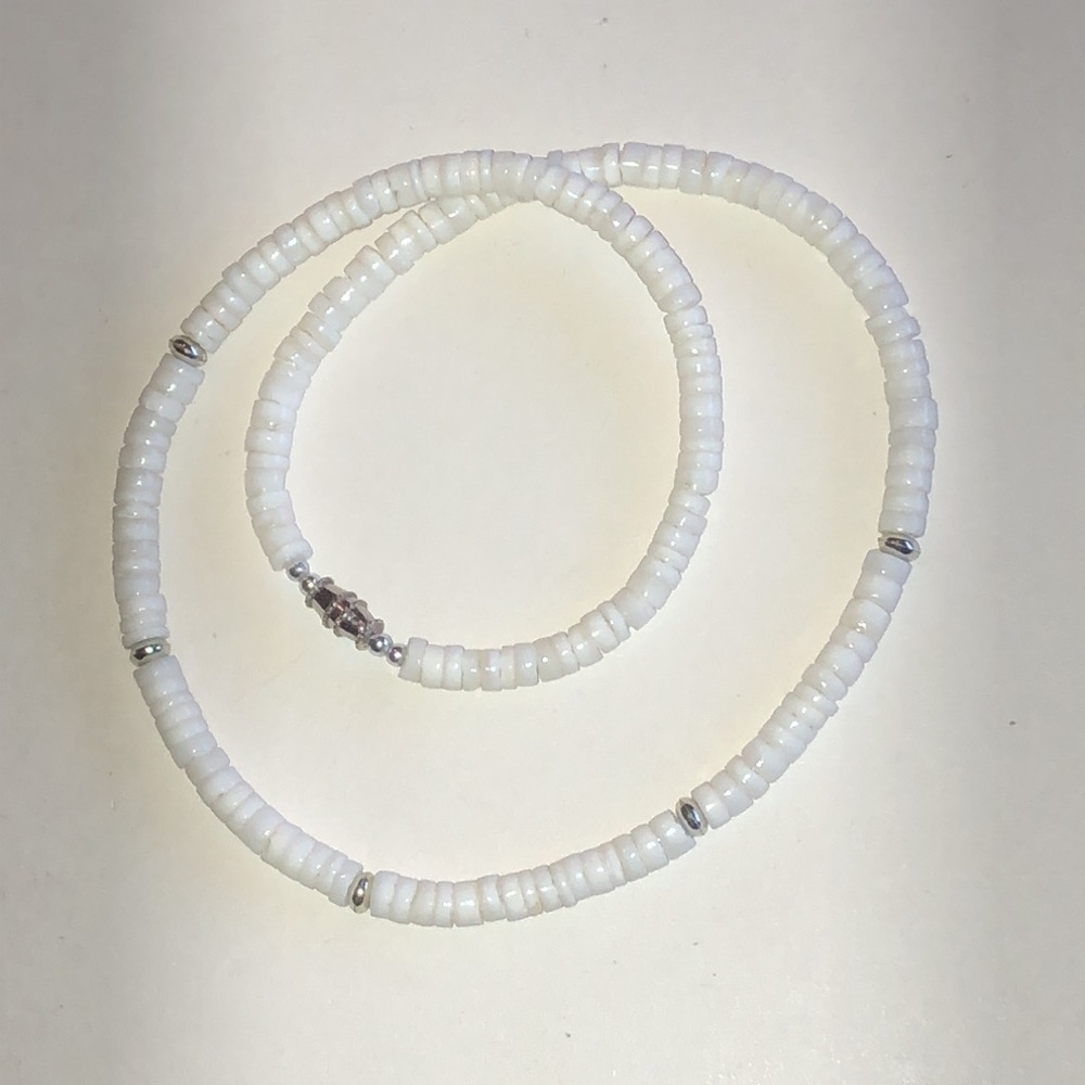 Classic White Beaded Boho Puka Shell Necklace